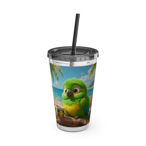 Tropical Tumbler with Straw | 16oz: Lulu the Parrot