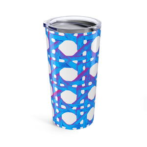 20oz Tropical Glossy Tumbler, Stainless Steel / Wicker Blue