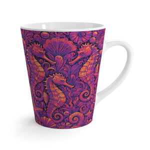 Latte White Mug - Seahorses, Pop Brights