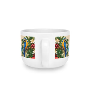 Tropical Parrot 25oz Ceramic Latte Mug — Botanical Coffee House Cup