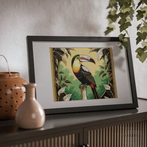 Framed Coffee Art Print — Tropical Toucan Poster for Home Decor