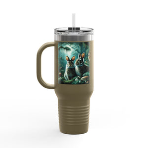 Insulated Travel Mug, 40oz / Sumatran Rabbits/Tundra - Perfect for Outdoor Adventures