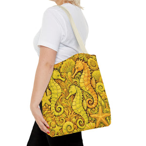 Seahorse Trio Tote Bag, Yellow - 3 Sizes