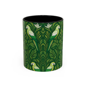 Accent Coffee Mug (11, 15oz), 8 Colors - Parrot Family, Lime