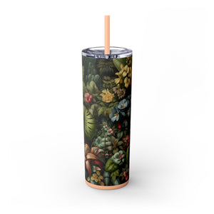 Rainforest Rabbit Outing - Skinny Matte Tumbler 20oz with Straw - Stainless Steel, 7 Colors