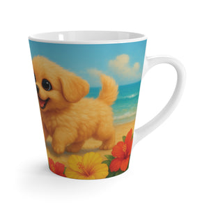 Latte White Mug - Two Puppies on Beach