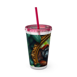 Tropical Tumbler with Straw | 16 oz: Framed Orangutan Apes