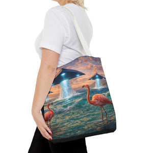UFO and Flamingos Tote Bag - 3 Sizes