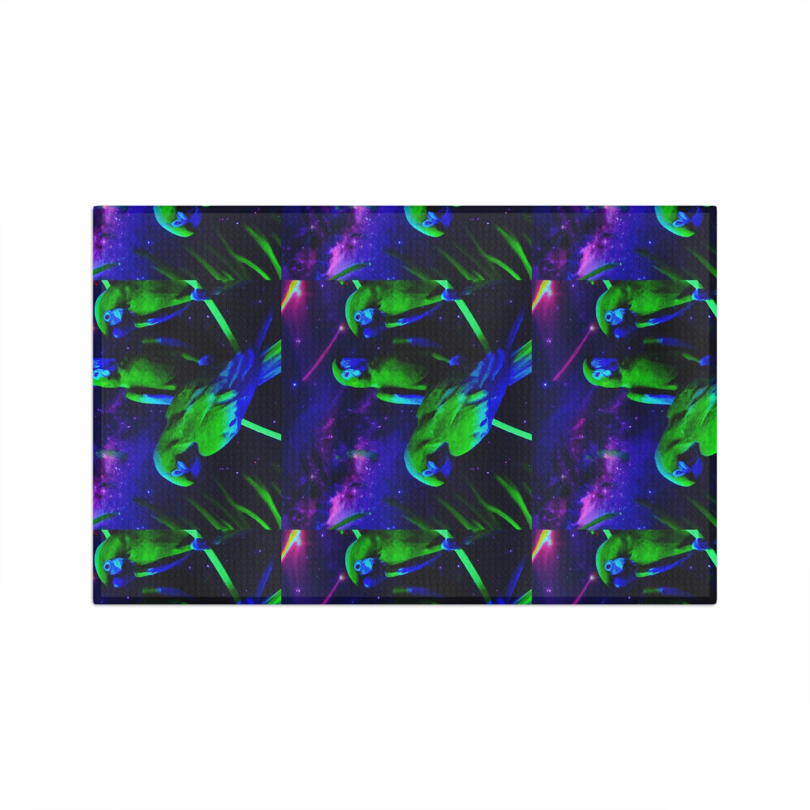 Tropical Microfiber Coffee/Tea Towel ~ Neon Parrots With Cosmos