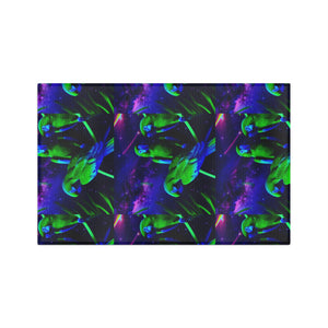 Tropical Microfiber Coffee/Tea Towel ~ Neon Parrots With Cosmos