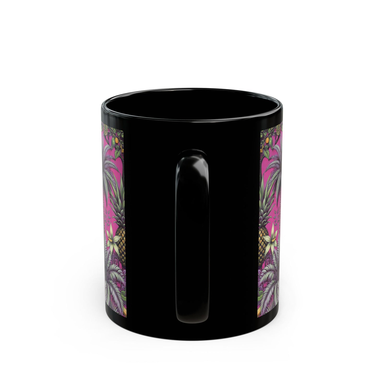 Black Coffee Mug - Tropical Fruit, Pink