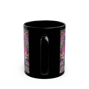 Black Coffee Mug - Tropical Fruit, Pink