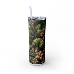 Rainforest Rabbit Outing - Skinny Matte Tumbler 20oz with Straw - Stainless Steel, 7 Colors