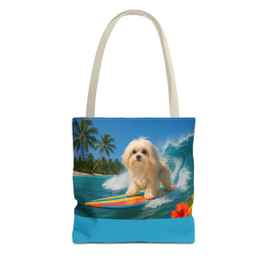 Puppy Ariel the Dog Surfer Tote Bag - 3 Sizes
