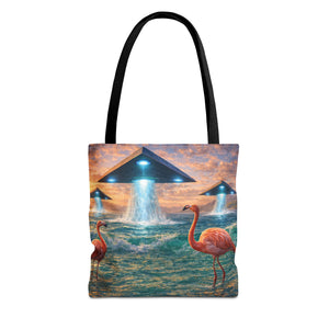 UFO and Flamingos Tote Bag - 3 Sizes