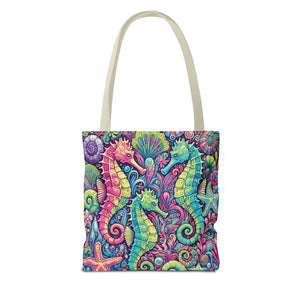 Seahorse Trio Tote Bag, Brights - 3 Sizes
