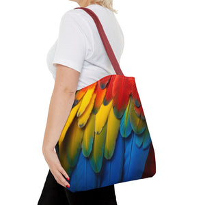 Tropical Macaw Parrot Feathers Tote Bag - Colorful Design, 3 Sizes