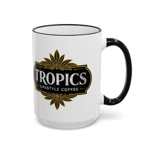 Accent Rim & Handle Mug – Tropics Lifestyle Coffee, Deco Long Logo