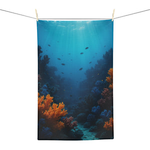 Microfiber Coffee/Tea Towel — Orange Coral Reef