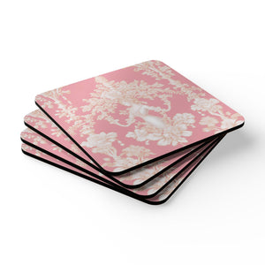 Coaster Set/4 - Pearl Lady Toile, Hyacinth Pink
