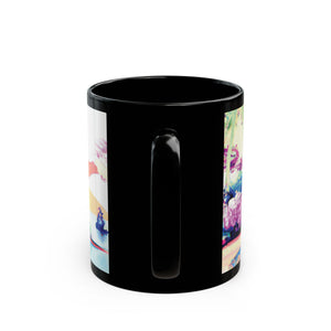 Black Coffee Mug - Watercolor Beach