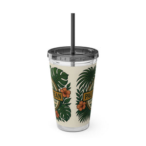 Tropical Tumbler with Straw | 16oz: Palm & Bean Coffee Club