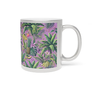 Tropical Metallic Mug, Gold or Silver - More Tropi Fruit, Purple