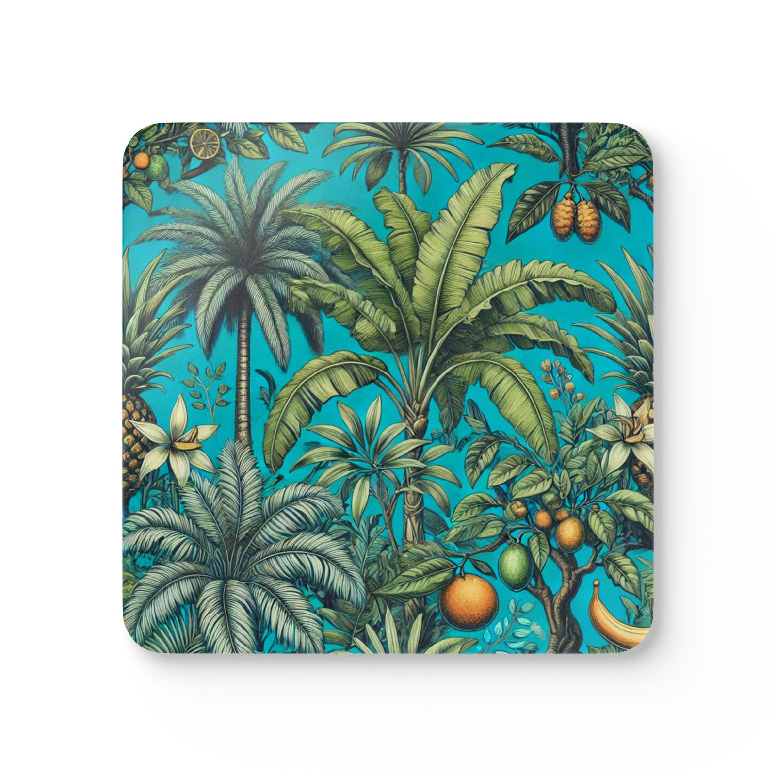 Coaster Set/4 - More Tropical Fruit, Turquoise