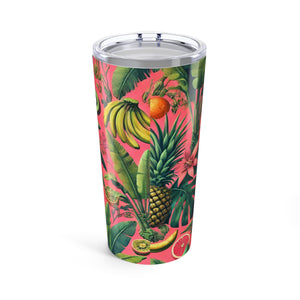 20oz Tropical Glossy Tumbler, Stainless Steel / More Tropical Fruit, Coral