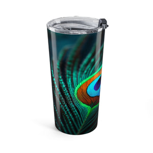 20oz Tumbler — Peacock Feather/Green Insulated Travel Cup