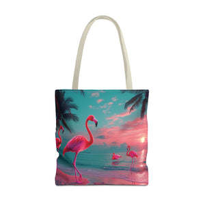 Neon Flamingos at Night Tote Bag - 3 Sizes