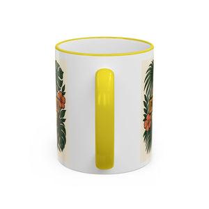 Accent Rim & Handle Coffee Mug — Palm & Bean Coffee Club Logo