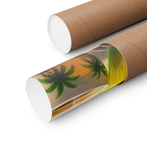 Tropical Beach Poster — Lulu the Parrot Matte Vertical Art Print