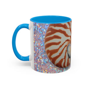 Colorful Mugs (11oz, 15oz), Disco Tiger Stripe Nautilus Macro