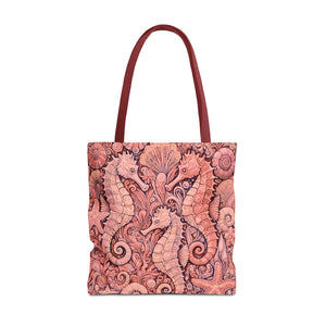 Seahorse Trio Tote Bag, Red - 3 Sizes