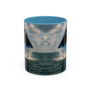 Accent Coffee Mug (11, 15oz), 8 Colors - UFO and Dolphin