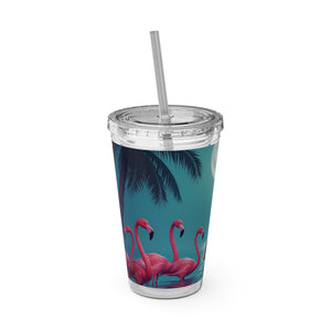 Tropical Tumbler with Straw | 16 oz: Moonlit Mermaid and Flamingos