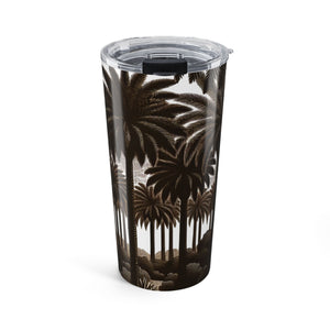20oz umbler – Tropical Woodcut Palms Stainless Travel Cup