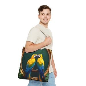 Rainforest Framed Parrot Pair Tote Bag - 3 Sizes