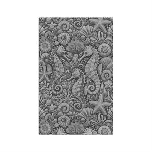 Tropical Microfiber Coffee/Tea Towel – Seahorse Trio, Grey