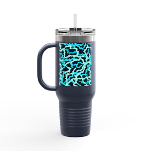 Insulated Travel Mug, 40oz / Coral Reef Threads, Turquoise - Perfect for Outdoor Adventures