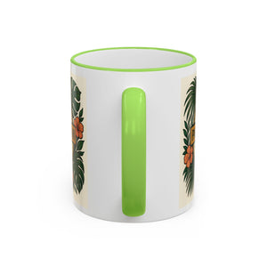 Accent Rim & Handle Coffee Mug — Palm & Bean Coffee Club Logo