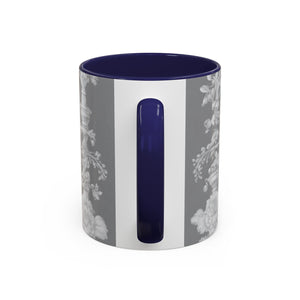 Accent Color Coffee Mug (11, 15oz), Pearl Lady Toile/Slate