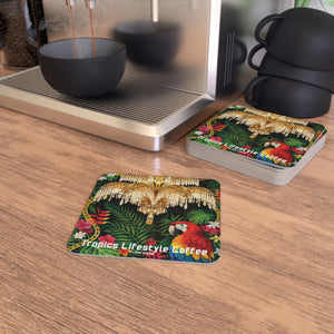 Tropical Parrot Coasters — Set of 50/100 Decorative Drink Coasters (Tropics Lifestyle Coffee)