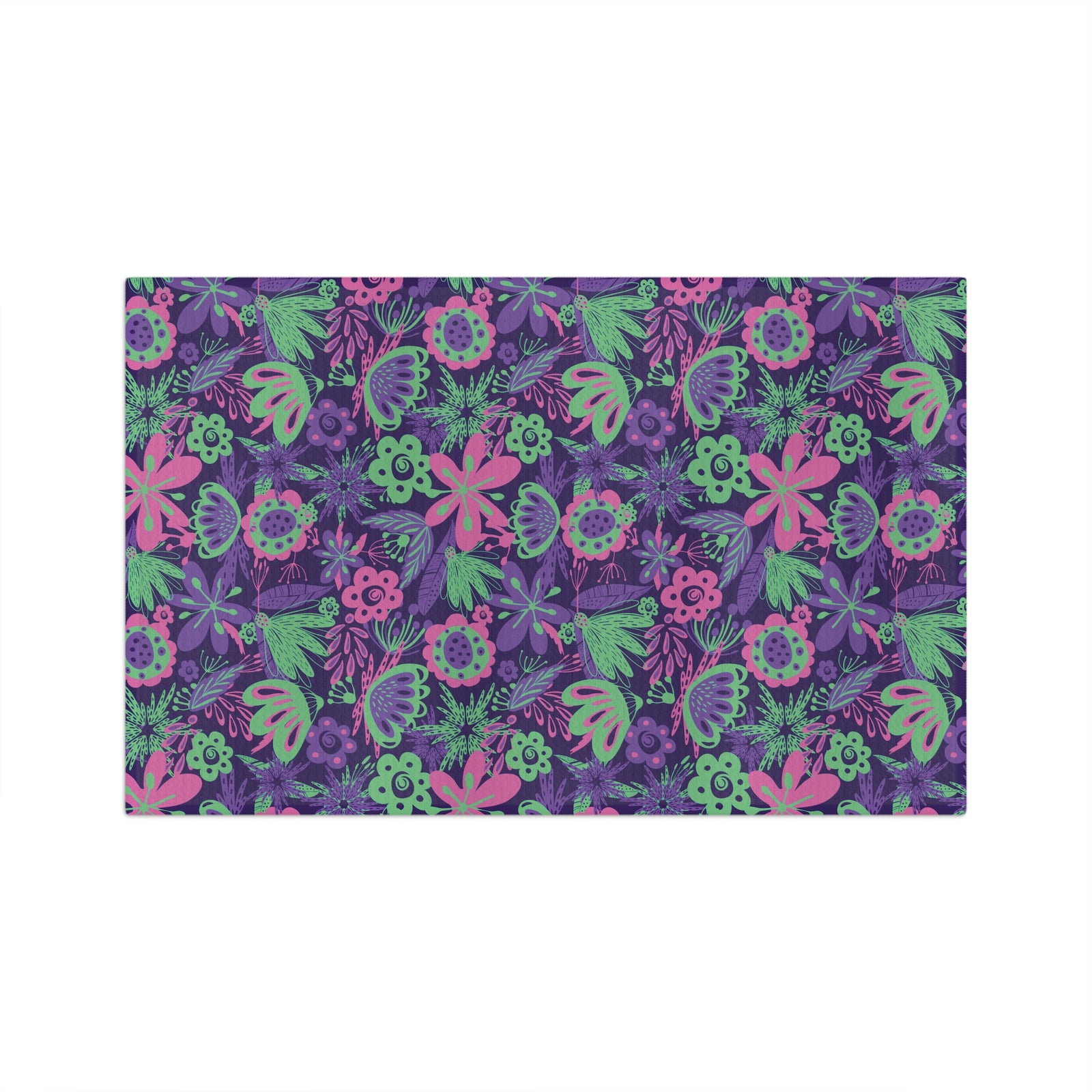 Tropical Microfiber Coffee/Tea Towel — Pink, Purple & Green Tropical Garden