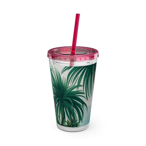 Tropical Tumbler with Straw | 16 oz: Tiny Palm Island