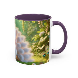 Accent Coffee Mug (11, 15oz), 8 Colors - Baby White Peacock