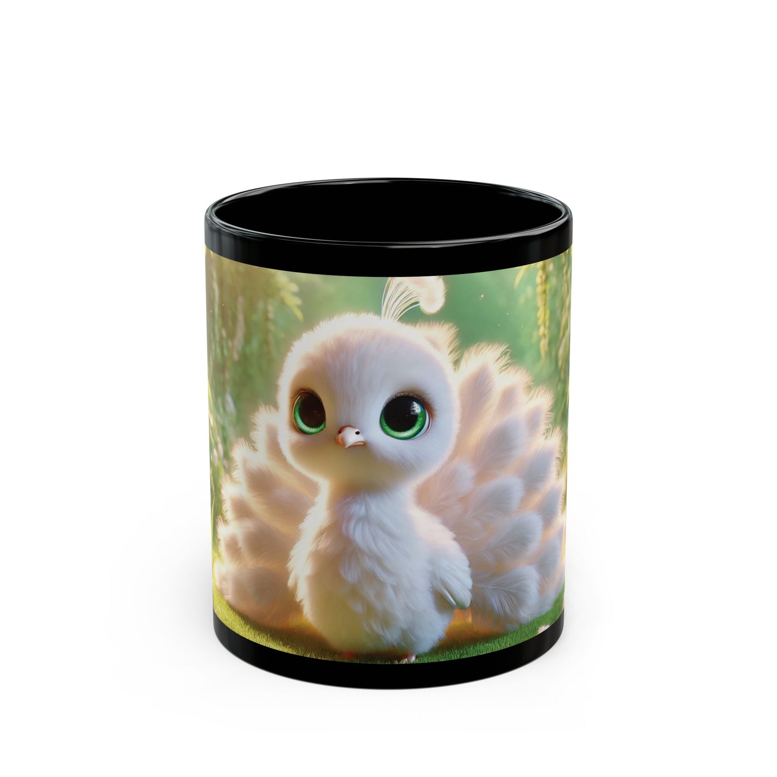 Black Coffee Mug - Baby White Peacock