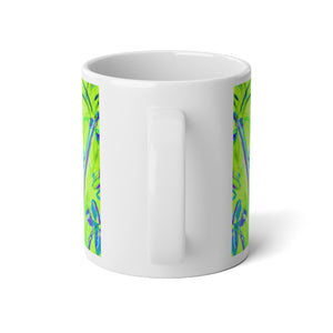 Jumbo Mug, 20oz, Tropical Doodles, Lime | Tropical Coffee Cup