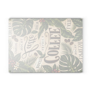 Glass Coffee Station Tray, 2 Sizes – Tropical Latte & Espresso Typography